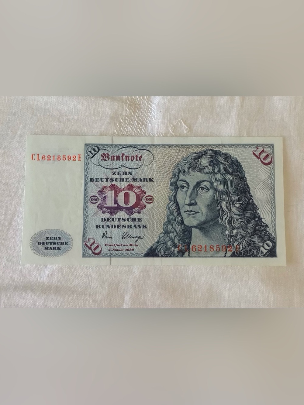 Vtg 1980 West Germany 10 Deutsche Mark Banknote Gorch Fock Ship Note Circulated